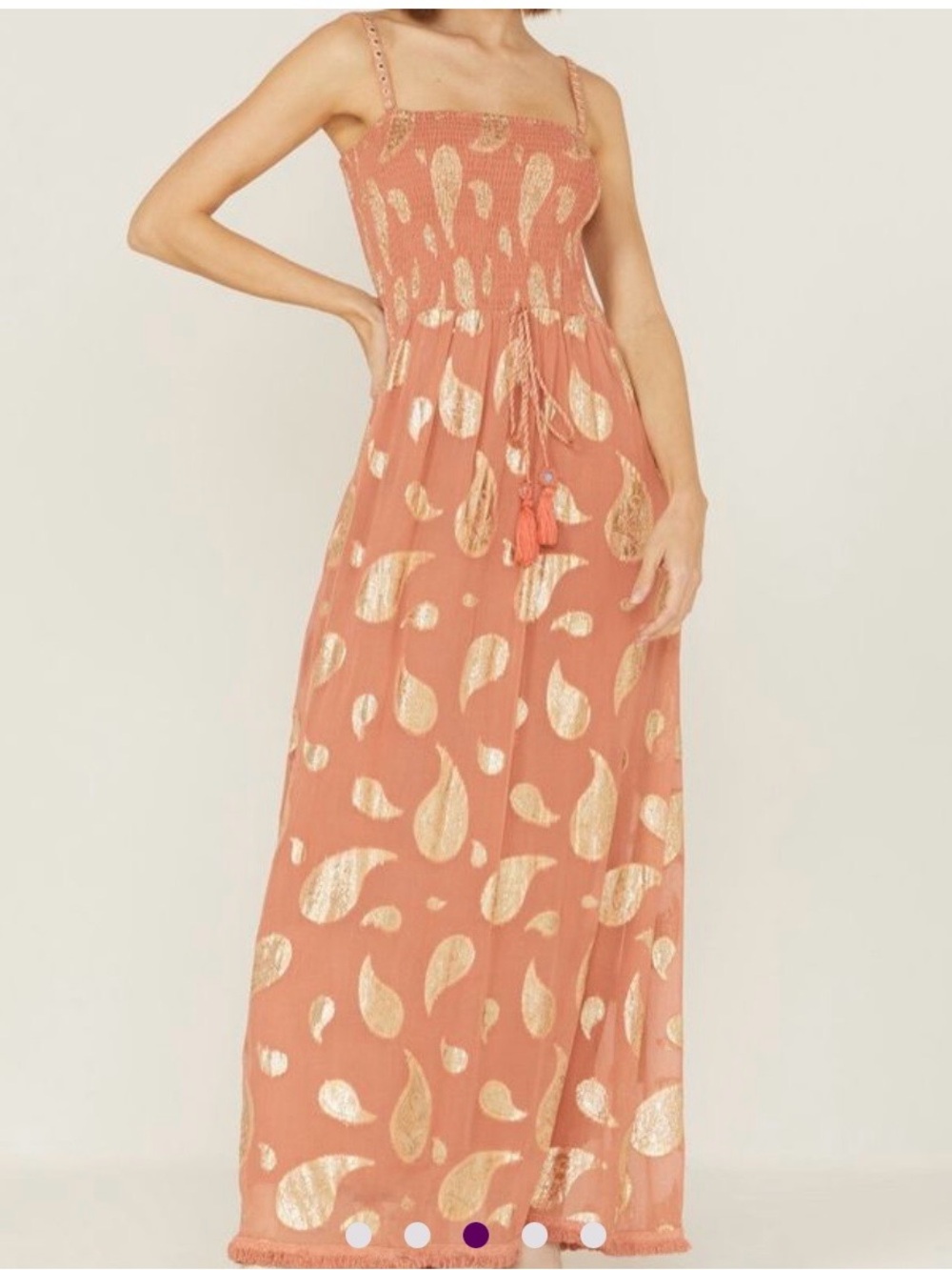 Farm Rio Maxi Dress with Gold Print